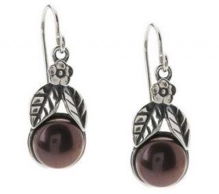 Or Paz Sterling Cultured Pearl Leaf Design Dangle Earrings —