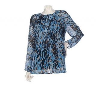 by Marc Bouwer Long Sleeve Georgette Printed Blouse —