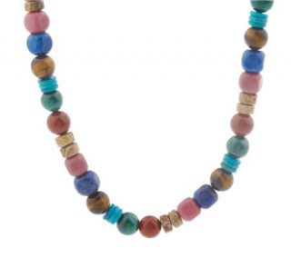   Sterling Multi Gemstone Multi Shape 18 Bead Necklace —