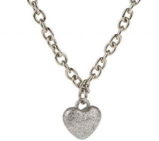 Steel by Design Oval Link 18 Necklace with Glitter Heart —