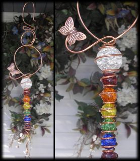  Glass Suncatcher Copper Garden Art Metal Window Jewelry Decor