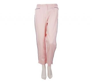 Linea by Louis DellOlio Fly Front Ankle Pants w/ Piping Detail