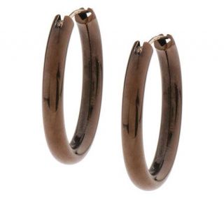 Chocolate Gold Comfort Closure Oval Hoop Earrings, 14K —