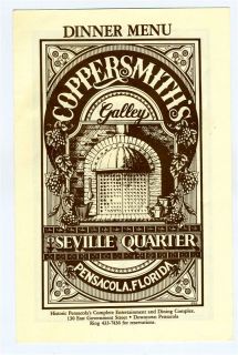 Coppersmiths Galley Seville Quarter Menu Pensacola Florida