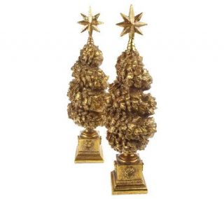 Set of 2 15 Gold Topiaries by Valerie —