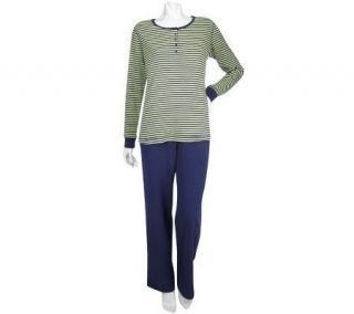 Sport Savvy Stretch Jersey Long Sleeve Striped Top and Pants Set