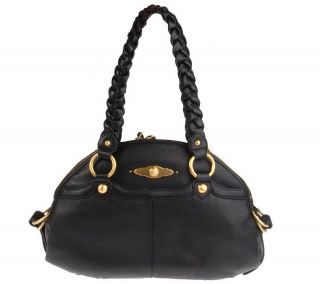 Elliott Lucca Pebble Leather Dome Satchel with Braided Straps