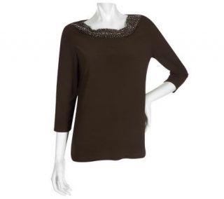 Effortless Style by Citiknits 3/4 Sleeve Beaded Top —