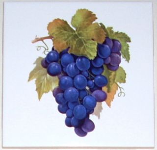 Grape Ceramic Tile Purple Concord Grapes Wine Fruit 4 25