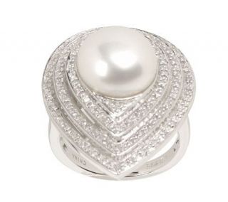 AffinityDiamond Sterling 1/4 ct tw & Cultured Pearl Ring —