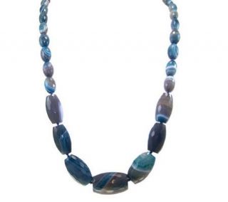 HUEtopia Sterling 36 Graduated Faceted Lace Agate Necklace   J304629