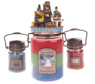 Old Virginia Set of 3 Farm Grown Soy Candles w/ STopper —