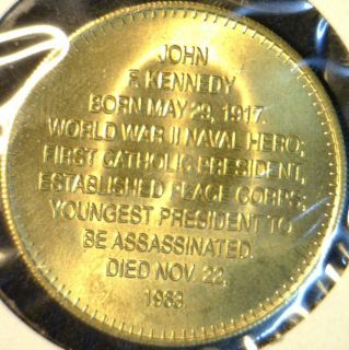 John F Kennedy JFK Mint Commemorative Bronze Medal Token Coin