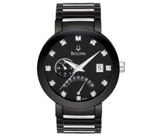 Bulova Mens Diamond Accented Black Dial Bracelet Watch   J112930