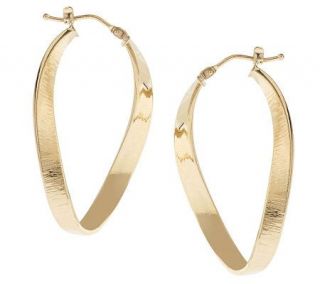 Polished & SatinTextured Twist Hoop Earrings 18K, Yellow — 