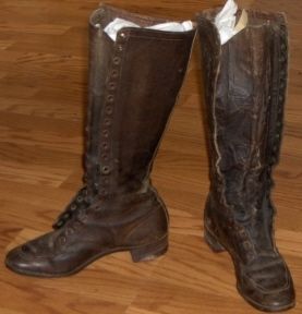 Tall Womens Leather Boots Lace Up Vintage 1900s Victorian Size 5 6