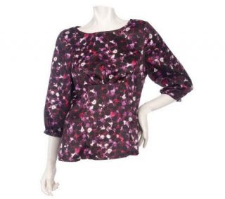 Kelly by Clinton Kelly Jewel Neck Gathered Blouse —