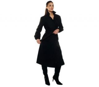 CE by Cristina Ehrlich Long Coat with Self Belt —
