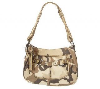 Makowsky Camouflage Printed Leather Shoulder Bag w/Belt Detail
