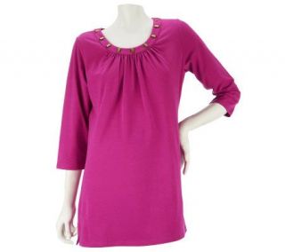 Liz Claiborne New York 3/4 Sleeve Tunic with Faceted Beads —