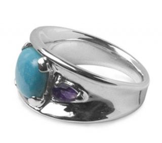 Sterling Sleeping Beauty Turquoise & Amethyst Band Ring —