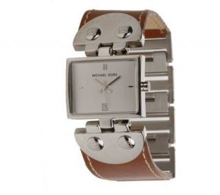 As Is MICHAEL MichaelKors LeatherBandTank Watch —