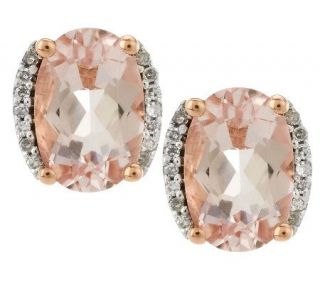 30 ct tw Morganite and Diamond Accent Stud Earrings 14K Rose Gold 