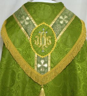 New Olive Green Benediction Cope Vestment Stole Set Lined CV D9