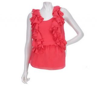 by Marc Bouwer Scoop Neck Ruffle Top with Waist Detail —