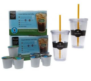 Keurig Set of Two Tumblers & 32 Iced K Cups