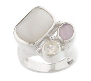 Sterling American Multi gemstone Freeform Design Ring —