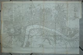  United Kingdom 1745 Le Rouge Antique Copper Engraved City Map