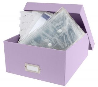 Fabric Covered Storage Box w/Clear Plastic Organizers —