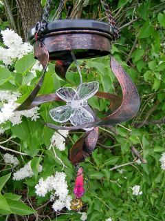   Butterfly Copper Finish Metal Windspinner Garden Accent Decor 14739