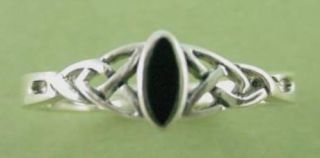 New Sterling Silver Black Onyx Celtic Ring Sizes 5 9