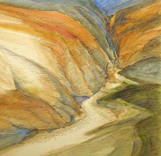 James Conaway North Canyon Signed Original Mixed Media Drawing Art