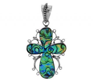 Artisan Crafted Sterling Abalone Cross Pendant   J267928