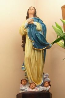 Stunning 42 Immaculate Conception Mary Statue Glass Eyes Church