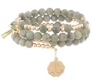 Connemara Marble Coil Bracelet with Rosary   J309834