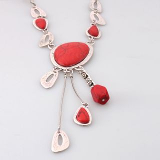 New Elegant Lady Red Coral Pendant Necklace Chain 25 2