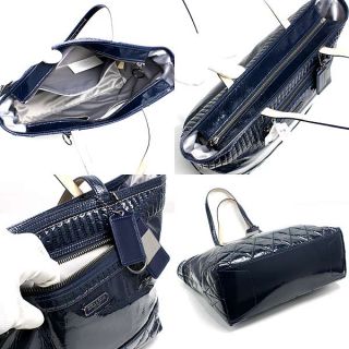 Coach 18674 Poppy Liquid Gloss Patent Leather Tote Bag Purse Cobalt