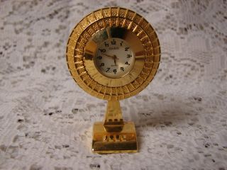 Oasis Collectible Brass Miniature Quartz Novelty Clock Fan