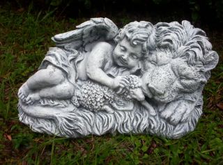 Concrete Mold Angel with Lion and Lamb Rubber Fiberglass