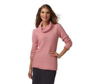 Liz Claiborne New York Multi stitch Cowl Neck Tunic Sweater — 