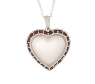 Sterling Rose Quartz & 1.50cttw Garnet Heart Pendant w/ 18 Chain