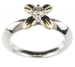 Ann King Sterling & 18K Lily Fleur White Sapphire Ring —