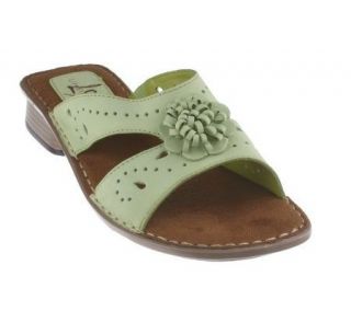 LifeStride Nubuck Leather Cross Band Sandals with Flower Accent