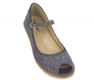 Bare Traps Eyelet Canvas Peep Toe Maryjanes —