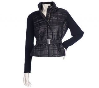 by Marc Bouwer Quilted Jacket with Ribbed Knit Sleeves —