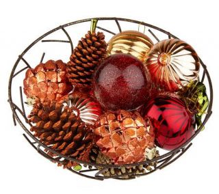 Decorative Centerpiece Bowl with Pinecones by David Shindler